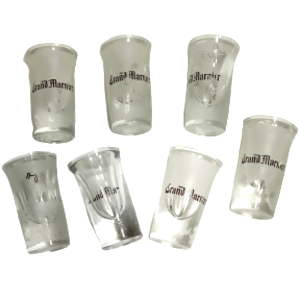 Set of 7 Grand Mariner 2 oz Frosted Shot Glasses